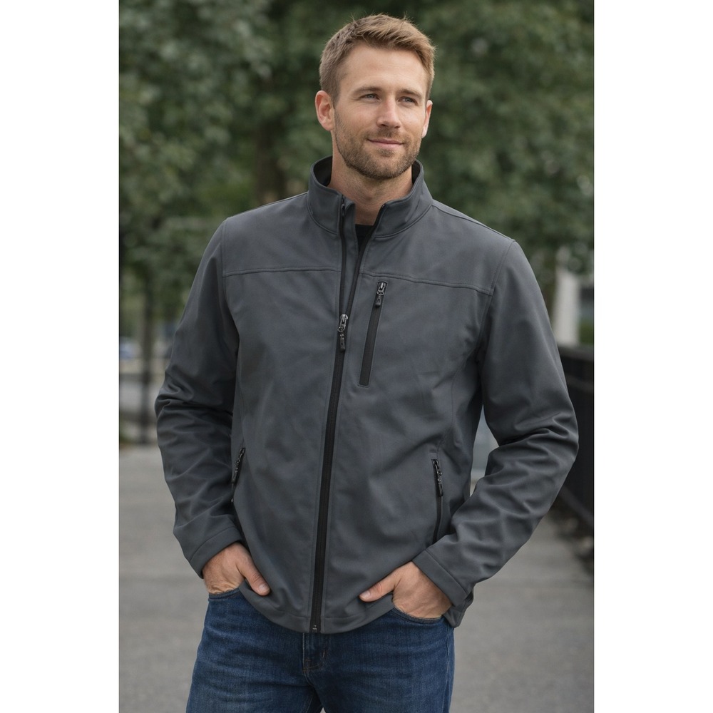Swiss Tech Gray ,Softshell Outside. Fleece Inside. The Ultimate Men Wet  Jacket.